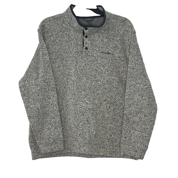 Eddie Bauer Radiator Fleece Snap Mock Neck Pullover Sweater Men's XXL Gray - Picture 1 of 12